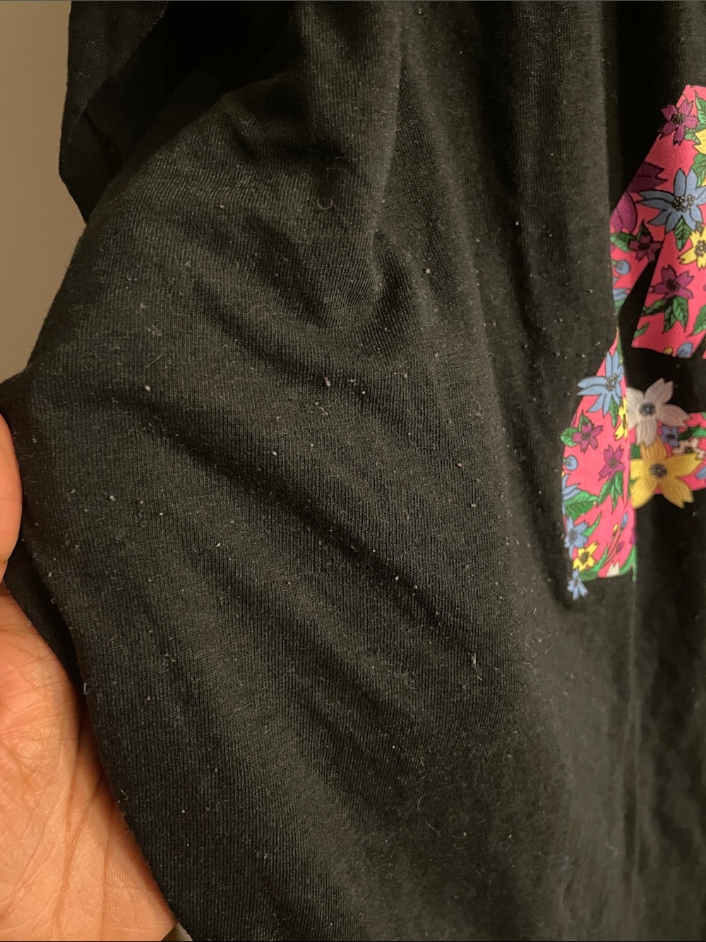 Nike Black Tee with Pink Floral Swoosh - Picture 2 of 5